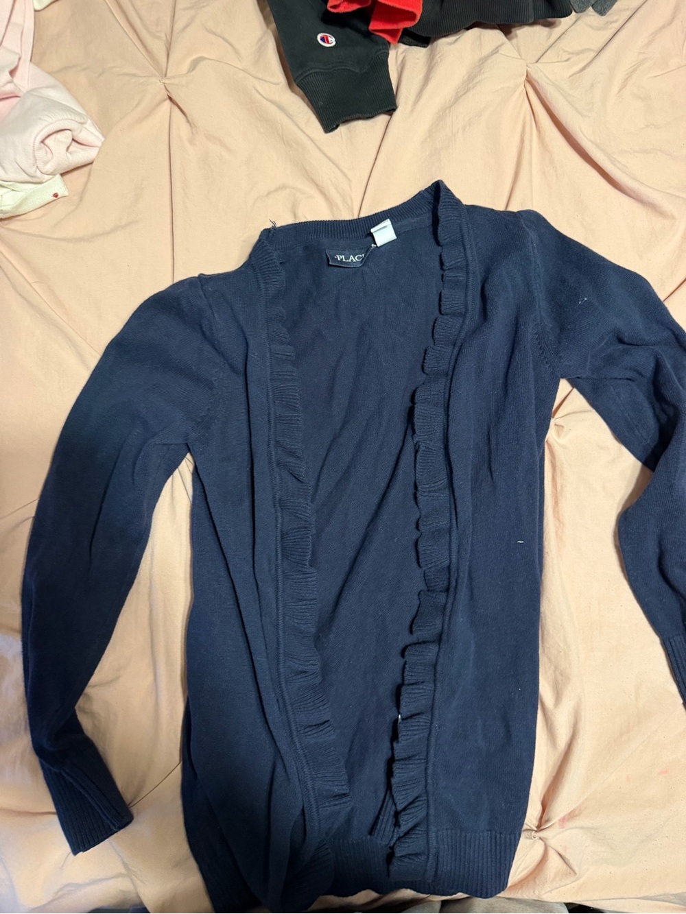 The Children's Place Navy Ruffle-Trim Open Cardigan